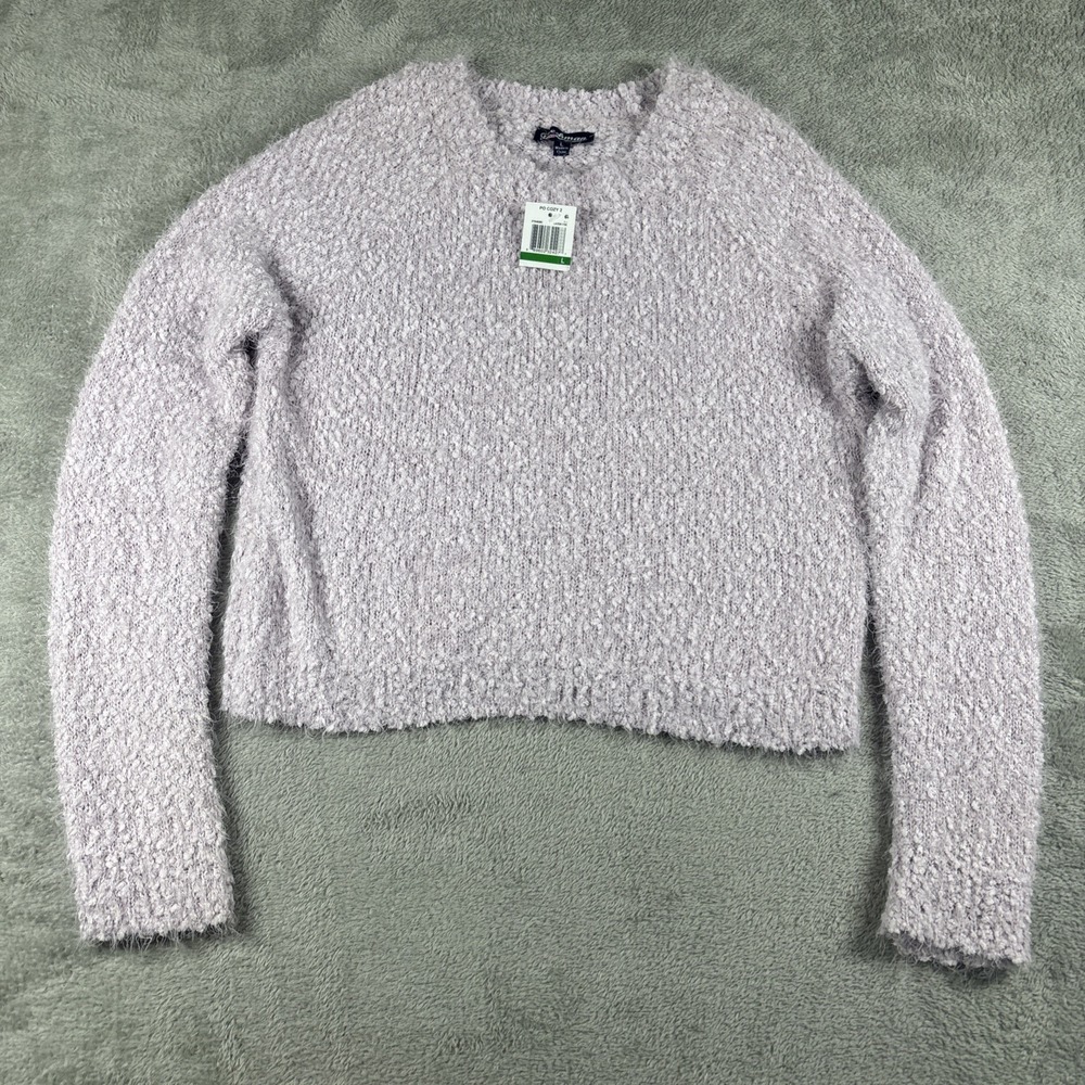 Freshman 1996 Women's Purple Long Sleeve Soft Fuzzy Knit V-Neck Sweater Sz L New